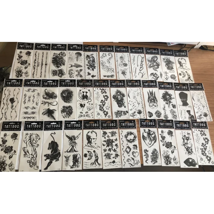 50 Adet Birden Sticker Yapıştırma Tattoo Dövme Seti Karışık Desen