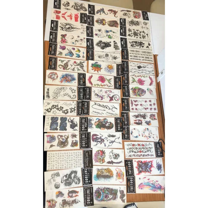 50 Adet Birden Sticker Yapıştırma Tattoo Dövme Seti Karışık Desen