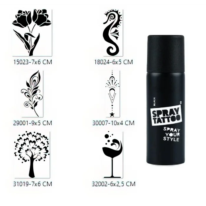 Ağaç Ve Çiçek Sprey Dövme Seti Spray Tatto