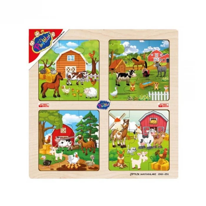 Ahşap Eğitici 4'lü Puzzle