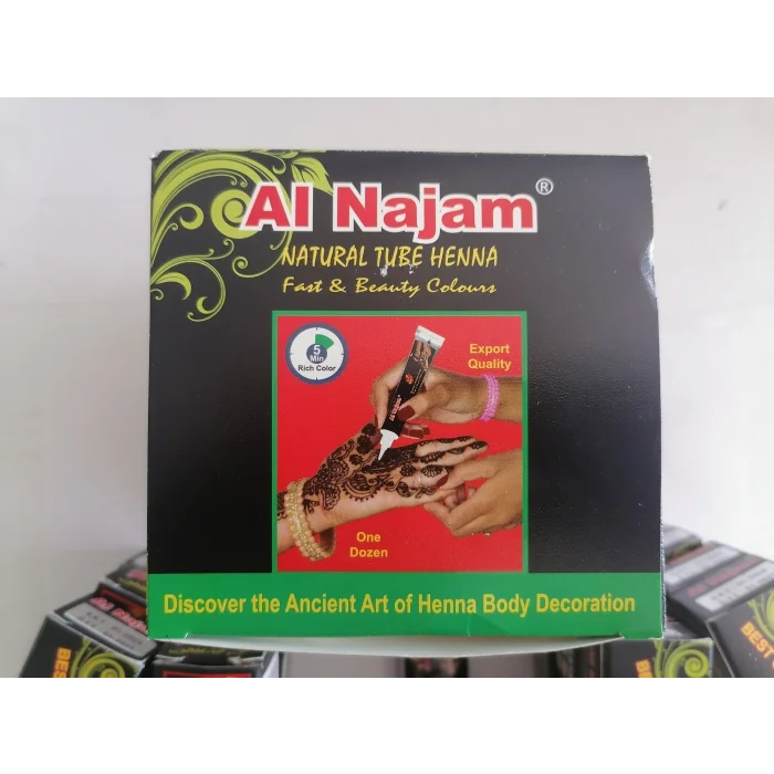 Al Najam Siyah 12 Tüp Hint Kınası Toptan Fiyatına Şablon Hediyeli