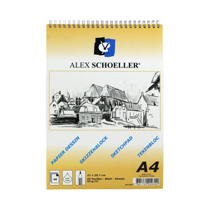 Alex Schoeller Spiralli Eskiz Çizim Defteri 90 gr. A4 60 yp.