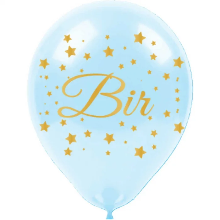 Altın 1 Yaş Baskılı Mavi Balon 12