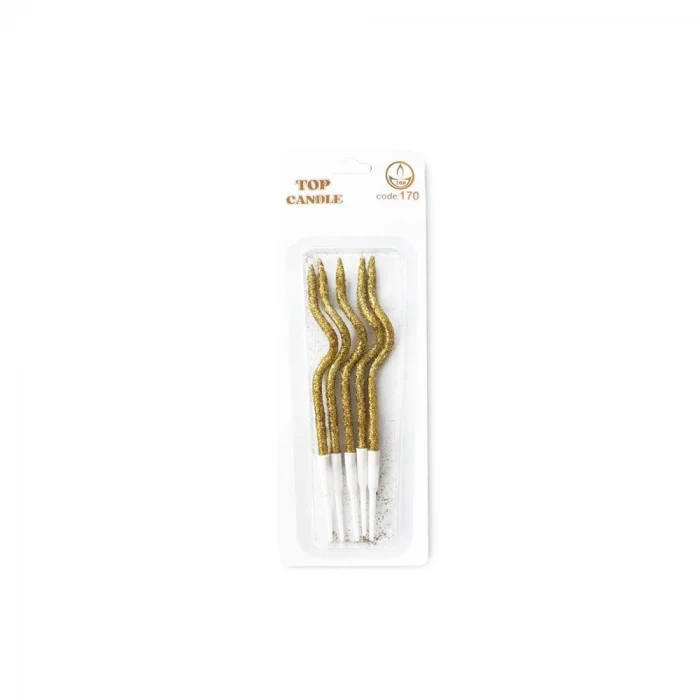 Altın Simli Kıvrımlı Doğum Günü Pasta Mumu