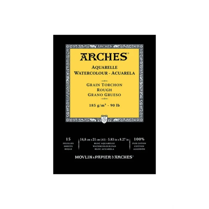 Arches Sulu Boya Defteri Blok Rough - Kalın Doku 185 gr. 15x21 cm. 15 Yaprak