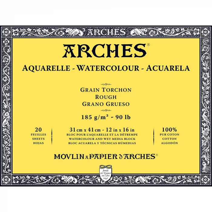 Arches Sulu Boya Defteri Blok Rough - Kalın Doku 185 gr. 31x41 cm. 20 Yaprak