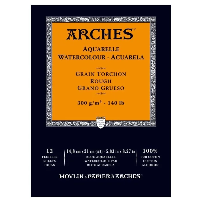Arches Sulu Boya Defteri Blok Rough - Kalın Doku 300 gr. 15x21 cm. 12 Yaprak