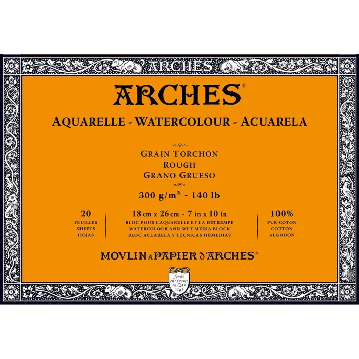 Arches Sulu Boya Defteri Blok Rough - Kalın Doku 300 gr. 18x26 cm. 20 Yaprak