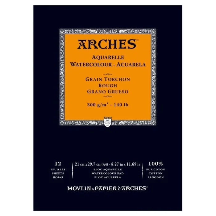 Arches Sulu Boya Defteri Blok Rough - Kalın Doku 300 gr. 21x29 cm. 12 Yaprak
