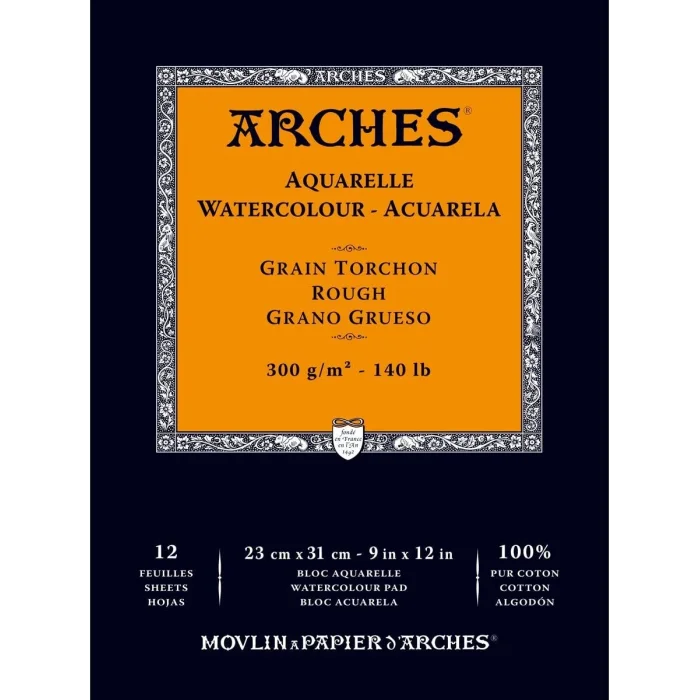 Arches Sulu Boya Defteri Blok Rough - Kalın Doku 300 gr. 23x31 cm. 12 Yaprak
