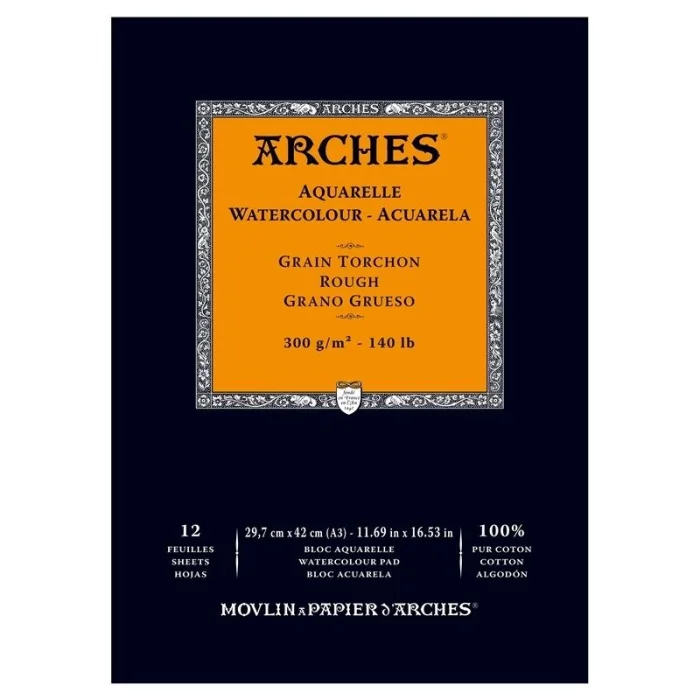 Arches Sulu Boya Defteri Blok Rough - Kalın Doku 300 gr. 29x42 cm. 12 Yaprak