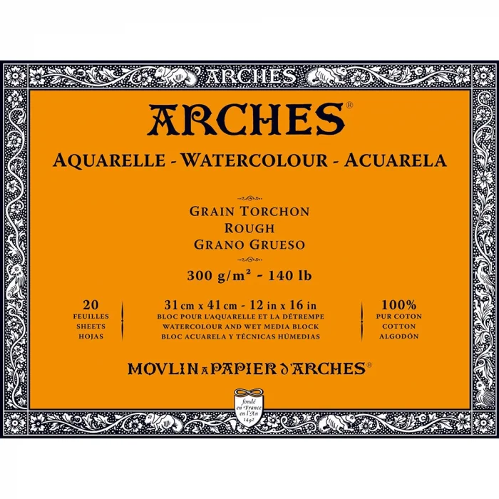Arches Sulu Boya Defteri Blok Rough - Kalın Doku 300 gr. 31x41 cm. 20 Yaprak