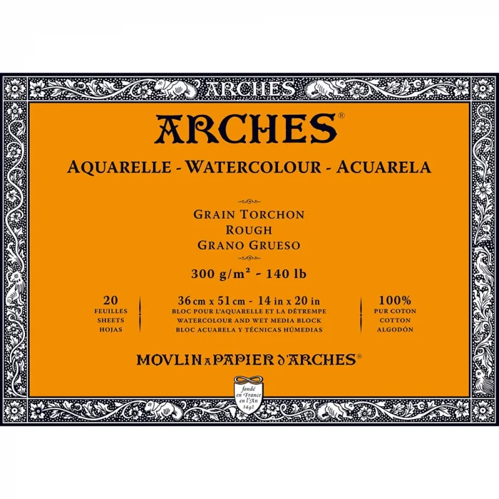 Arches Sulu Boya Defteri Blok Rough - Kalın Doku 300 gr. 36x51 cm. 20 Yaprak