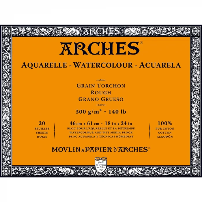 Arches Sulu Boya Defteri Blok Rough - Kalın Doku 300 gr. 46x61 cm. 20 Yaprak