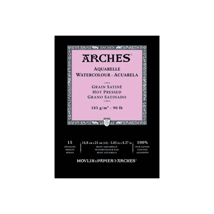 Arches Sulu Boya Defteri Blok Sıcak Baskı - Düz Doku 185 gr. 15x21 cm. 15 Yaprak