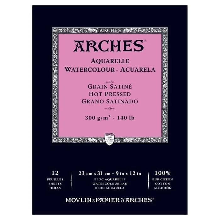 Arches Sulu Boya Defteri Blok Sıcak Baskı - Düz Doku 300 gr. 23x31 cm. 12 Yaprak