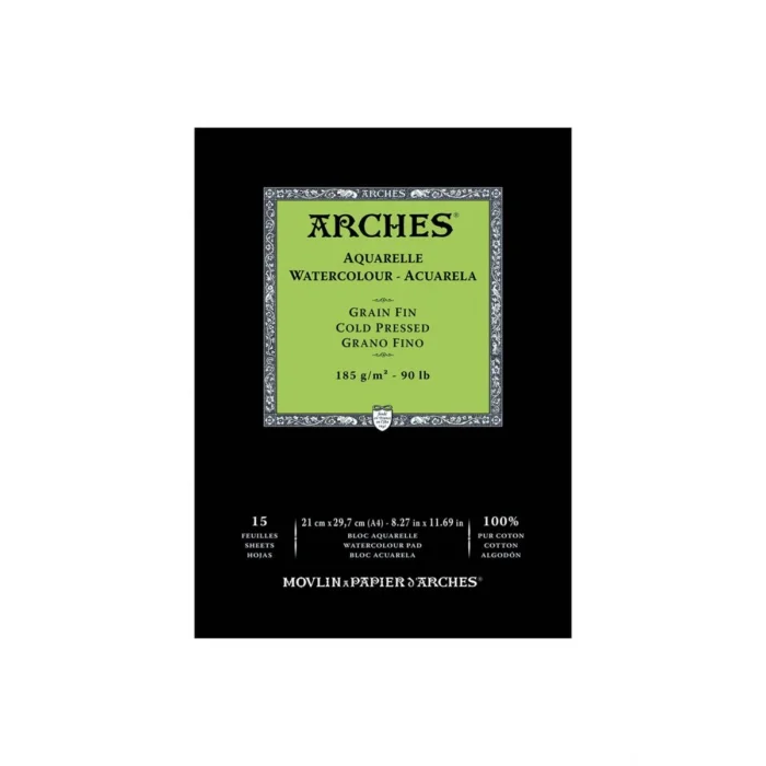 Arches Sulu Boya Defteri Blok Soğuk Baskı - Orta Doku 185 gr. 21x29 cm. 15 Yaprak