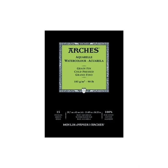 Arches Sulu Boya Defteri Blok Soğuk Baskı - Orta Doku 185 gr. 29x42 cm. 15 Yaprak
