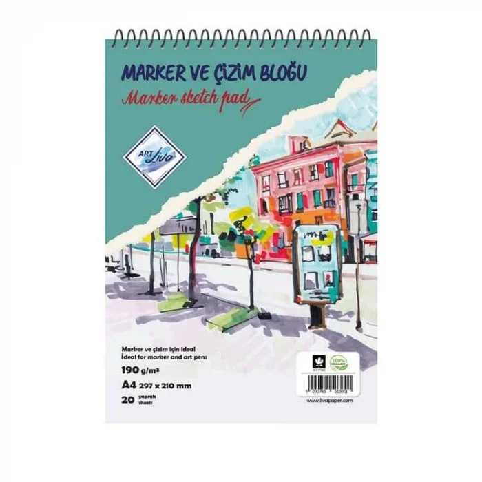 Art Liva Marker ve Çizim Defteri 190 gr. A4 20 yaprak