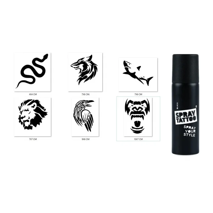 Aslan Ve Yılan Geçici Sprey Dövme Seti Spray Tatto