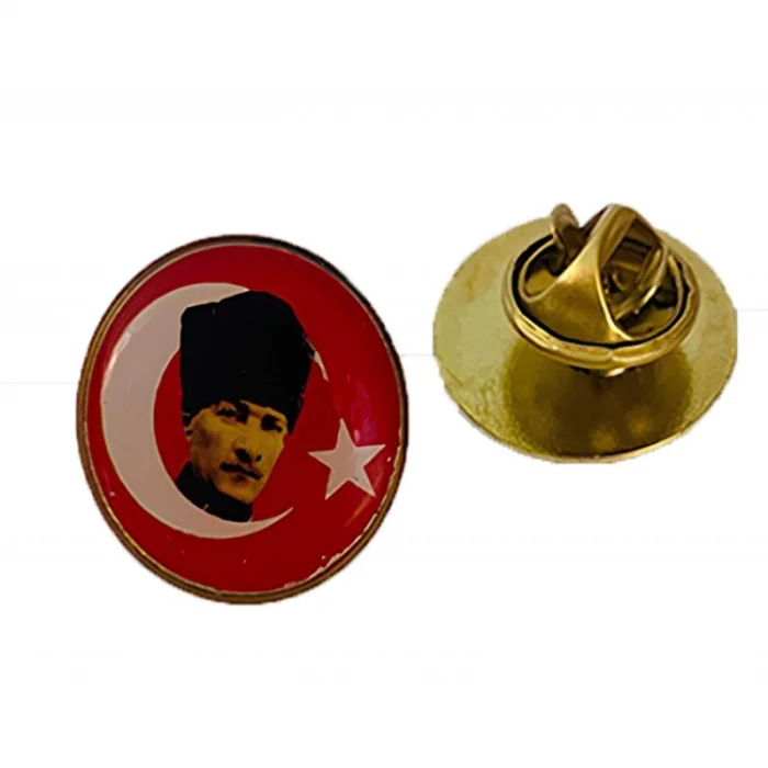 Atatürk Kalpaklı Bayrak Rozet (20 mm)