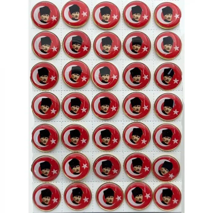 Atatürk Kalpaklı Bayrak Rozet (20 mm)