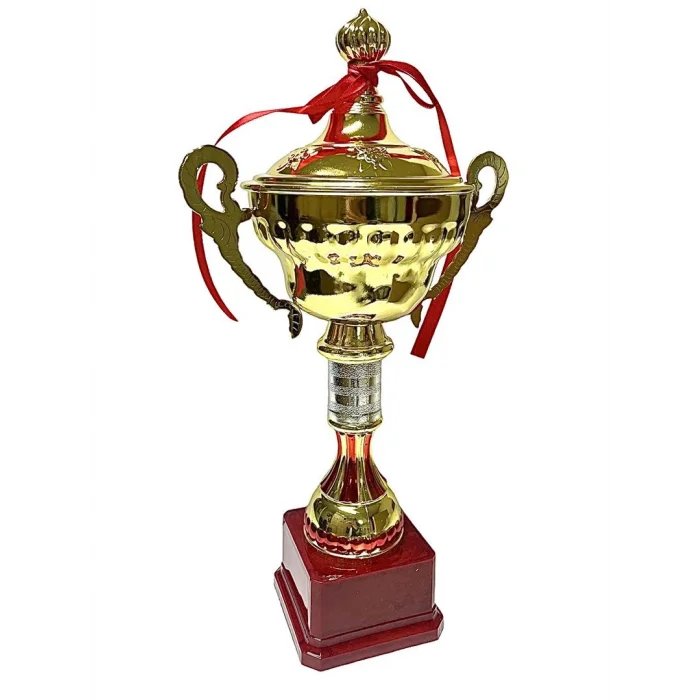 Avessa 523-B Kapaklı Gold Kaplama Kupa 40 Cm