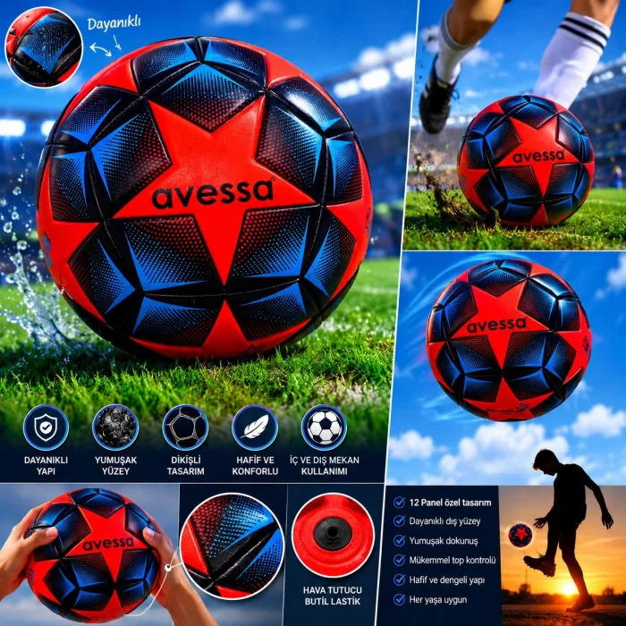 Avessa Estrella Futbol Topu 12 Panel Kırmızı