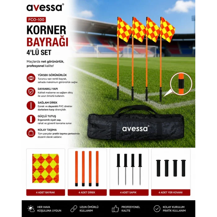 Avessa Fco-100 Korner Bayrağı 4lü Set