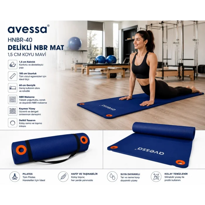 Avessa Hnbr-40 Delikli Nbr Mat 1,5 Cm Mavi