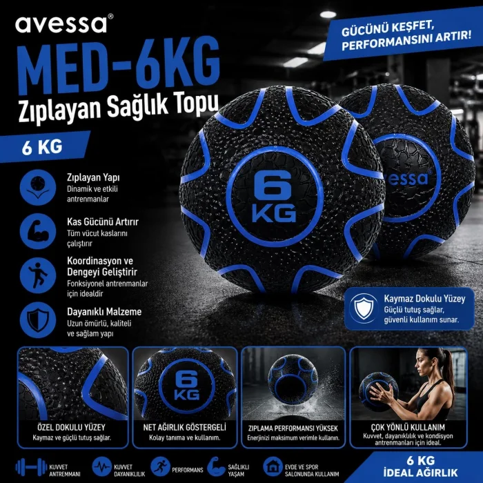 Avessa Med-6Kg Zıplayan Sağlık Topu 6 Kg