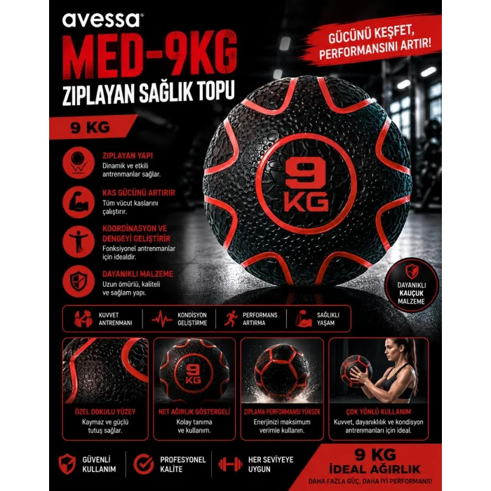 Avessa Med-9Kg Zıplayan Sağlık Topu 9 Kg