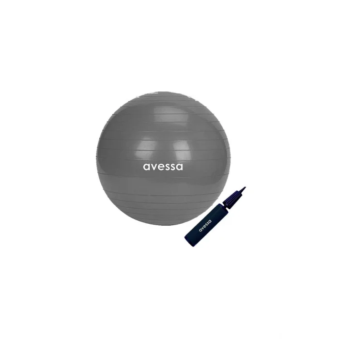 Avessa Pilates Topu 55 cm Gri Pompalı