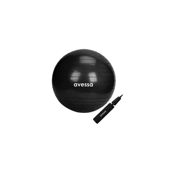 Avessa Pilates Topu 55 cm Siyah Pompalı