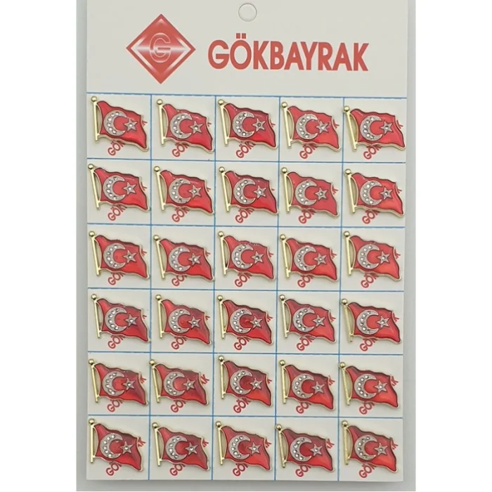 Ayyıldız Taşlı Bayrak Rozeti (30 lu)