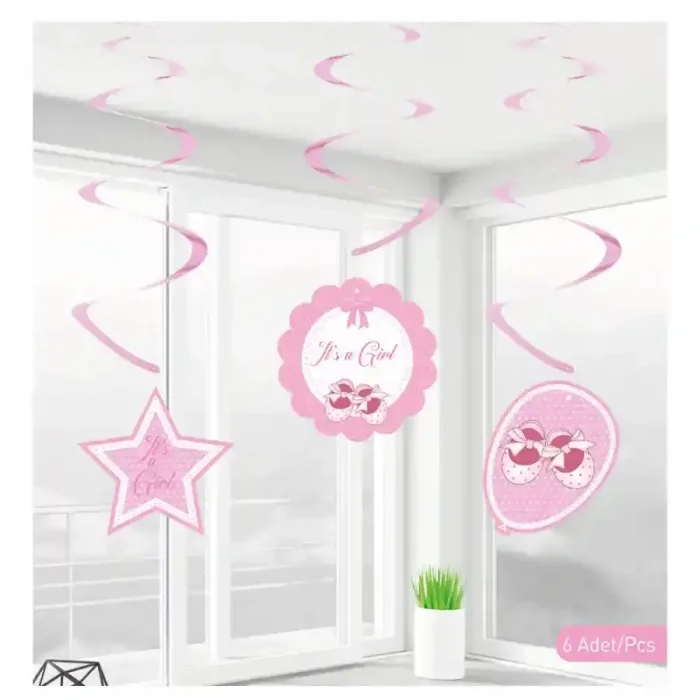 Babyshower Kız Sarkıt Süs 6lı
