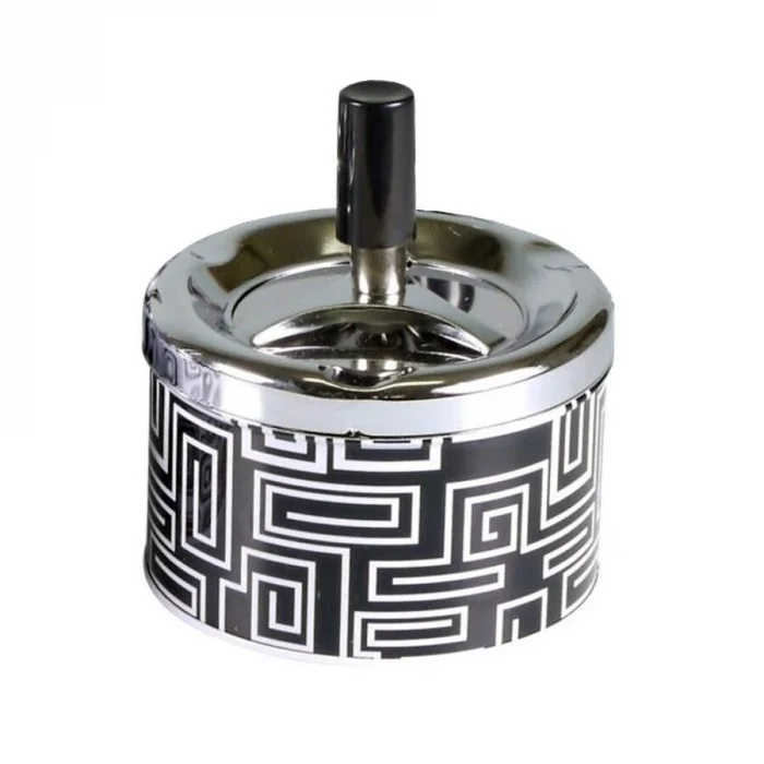 Bas-Çevir Metal Hazneli Siyah Beyaz Çizgiler 9cm