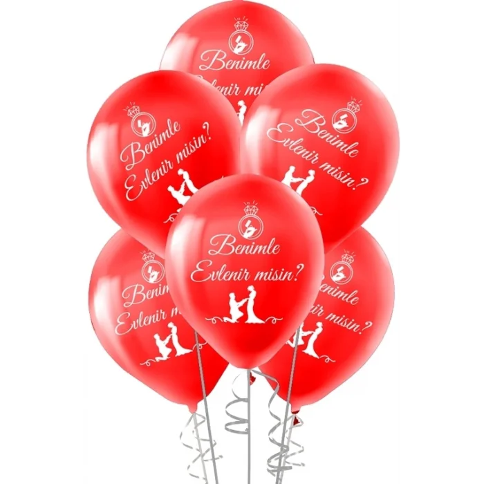 Benimle Evlenir Misin Baskılı Balon 12