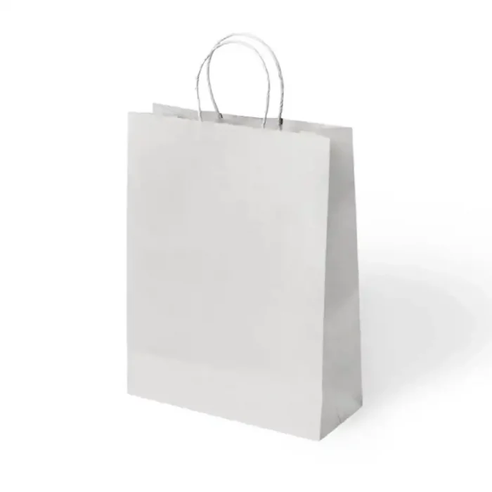 Beyaz Büküm Saplı Kraft Çanta 25x31cm