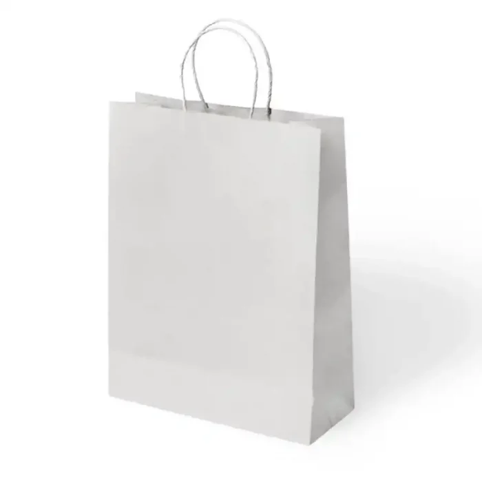 Beyaz Büküm Saplı Kraft Çanta 31x41cm