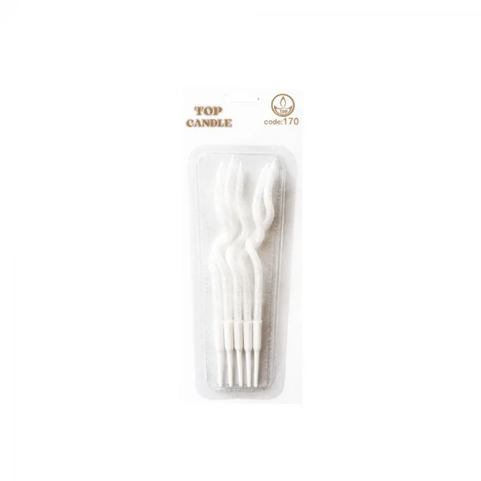 Beyaz Simli Kıvrımlı Doğum Günü Pasta Mumu