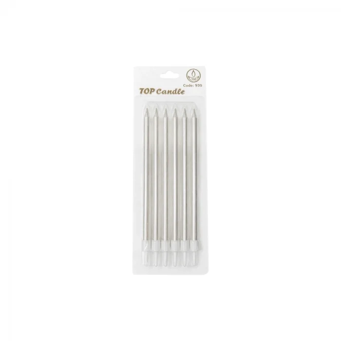Beyaz Uzun Pasta Mum Seti 15cm 6 Parça