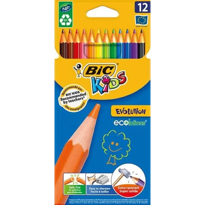 Bic Kids Evolution Kuru Boya Kalemi 12 Renk