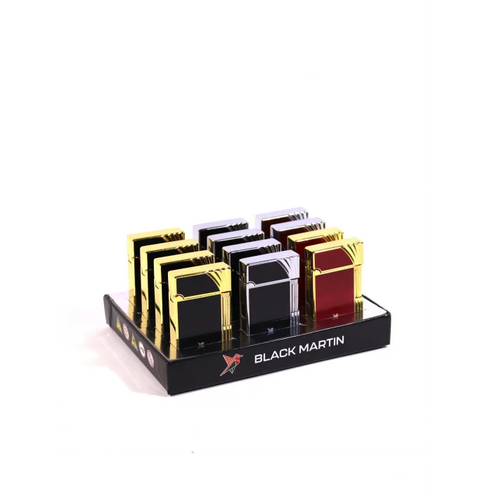 Black Martin Soft Flame Çakmak Siyah-Gold BM442 - Parmida