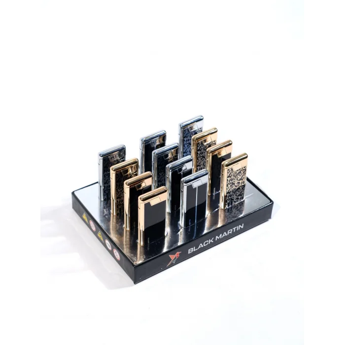 Black Martin Tek Torch Çakmak Siyah-Gold BM471 - Parmida