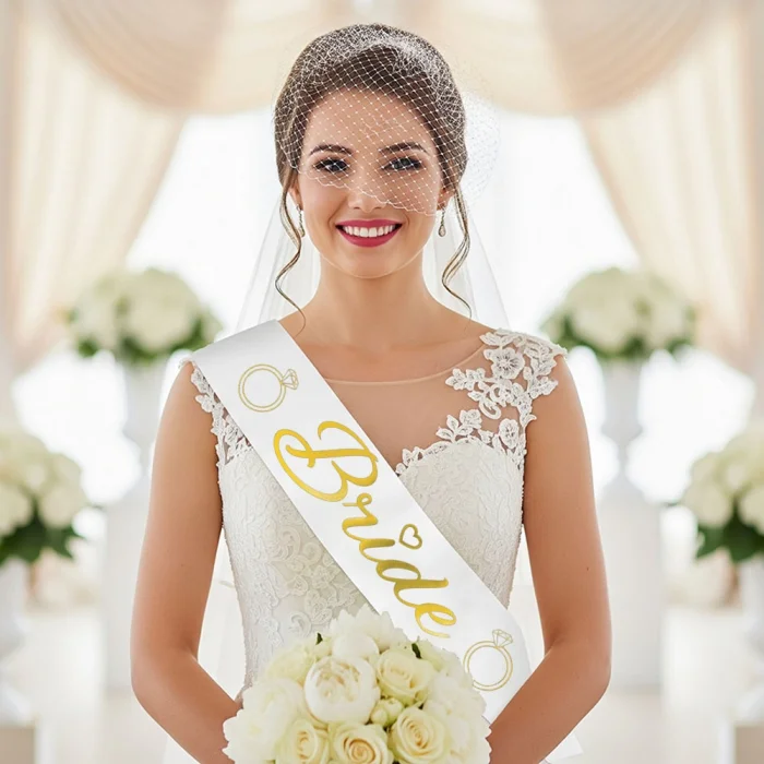 Bride Baskılı Varaklı Lüks Kuşak - Altın-
