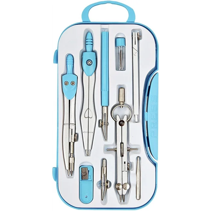 Brons Trilinli Metal Pergel Seti MAVİ