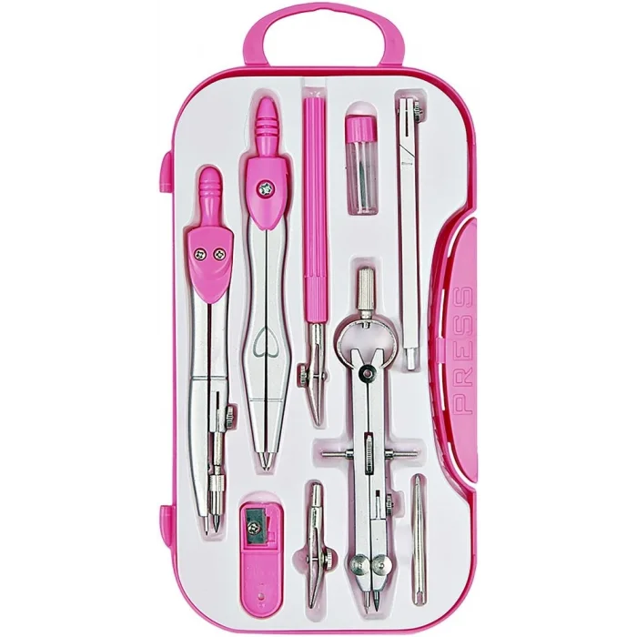 Brons Trilinli Metal Pergel Seti PEMBE