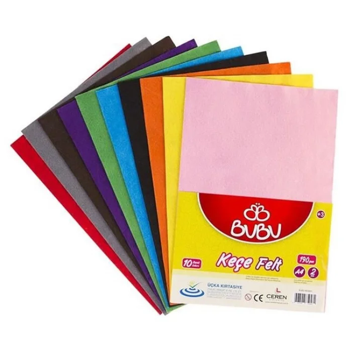 Bu-Bu Keçe 20x30 Cm.10 Renk 10Lu (BUBU-KE0001)
