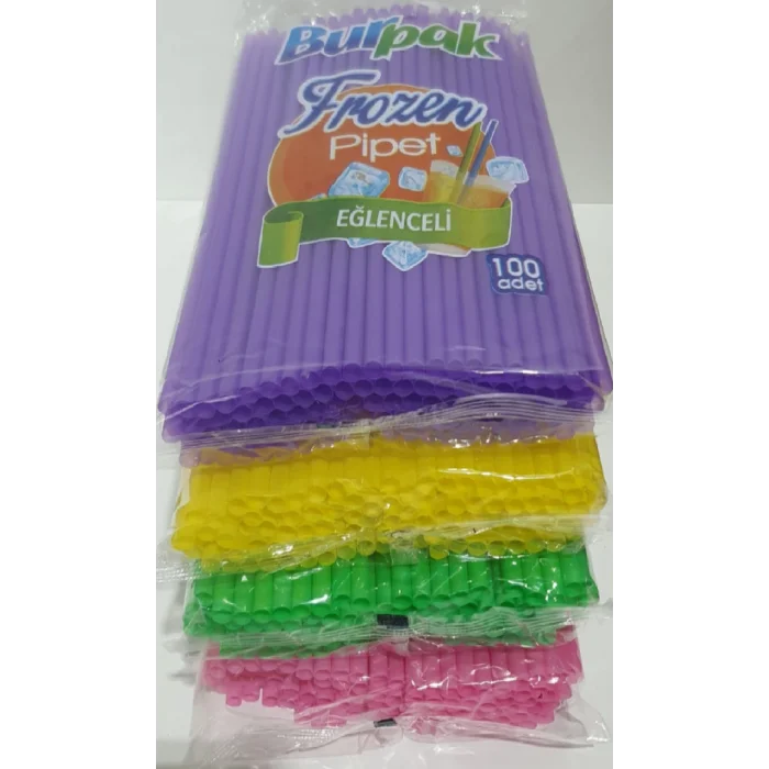 Burpak Frozen Plastik Pipet 7 mm * 22 cm 100 Adet